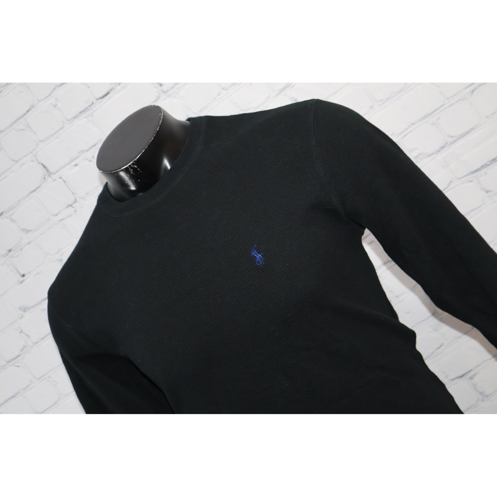 Polo Ralph Lauren Waffle Knit Thermal Shirt Mens Large Black Blue Pony Sleepwear
